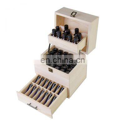 Simple Style 3 Layers Practical Wood Essential Oil Storage Box With Dividers photo-2