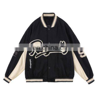 new arriving and design winter mens plus size black and white long sleeve heavy bomber baseball jacket