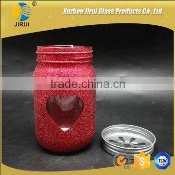 450ml Lovely Round Shape Painted Glass Candy Jar for Wedding