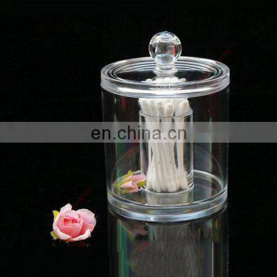 mini crystal round acrylic cotton swab holder with lid acrylic cotton swab holder