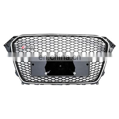 Front grille for Audi A4 B85 center honeycomb mesh grill for Audi RS4 Automotive Chrome black silver frame grille 2013-2016