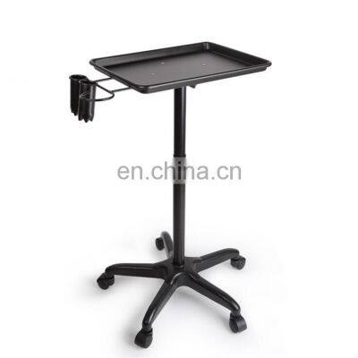 Wholesale beauty spa facial furniture equipment hairdressing barber tattoo cart adjust black metal hair salon trolley