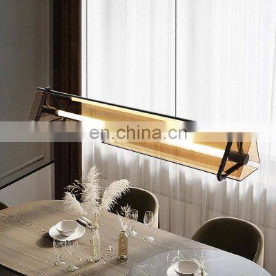 Good Quality Modern Luxury Glass LED Pendant Light Rectangle Long Shape Chandelier For Hotel Living Room Ceiling Hanging Lamp