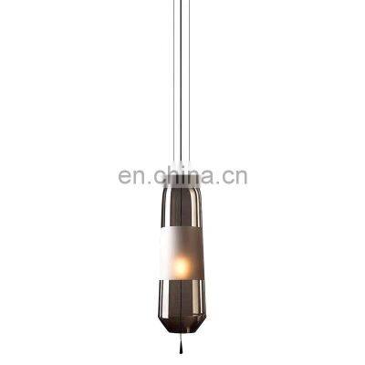 Nordic Creative Restaurant Chandelier Simple Art Bedroom Bedside Villa Smoke Gray Glass LED Pendant Light