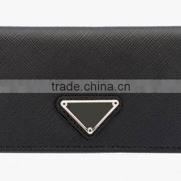 High Quality White and Black Color Genuine Saffiano Leather Credit Card Holder Purse Business Name Card Pouch