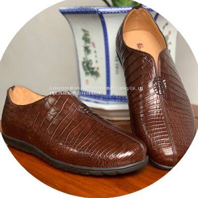 Crocodile Leather Shoes Men's Autumn Tide Shoes Fashion All-Match Wear-Resistant Leather Slip-On Casual Shoes Over-The-Foot Shoes Single Shoes photo-4