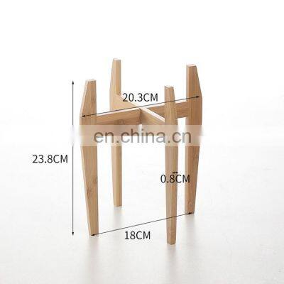 Retro Eco Friendly Bamoboo Corner Plant Stand Gardening Plant Stand Adjustable for Outdoor Indoor Garden Supplies Decorative photo-4