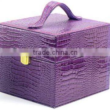 High Quality Purple Faux Leather Jewelry Display Case for Sale,purple Crocodile Leather Jewelry Box,make Jewelry Display Case photo-2