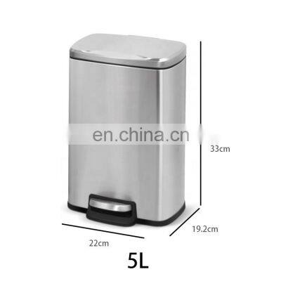 Top Fashion Cans Can Design 5Ltr Soft Close Dustbins Bucket Stainless Steel Trash Bin