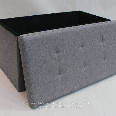 Foldable Storage Linen Ottoman-Grey