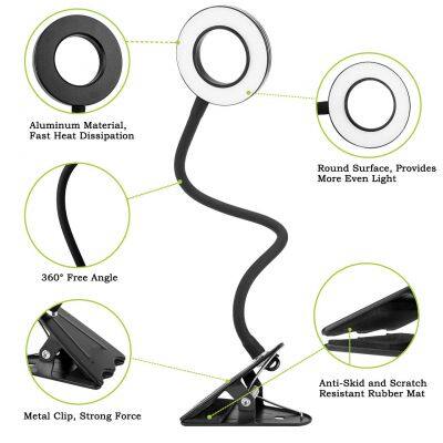 Dimmable Eye-Care Warm LED 360 Degree Flexible Gooseneck Clamp Led Reading Lamp Easy Clip on Reading Light for Headboard photo-3