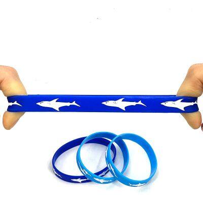 Worldwide Shipping Printed Pattern Shark Theme Holiday Party Sea Life Silicone Bracelets for Men and Women