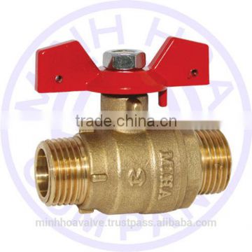 BRASS BALL VALVE BUTTERFLY HANDLE MALE/MALE