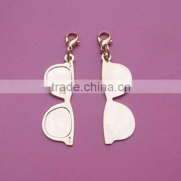 glass shape gold plating engraved logo metal logo jewelry tags