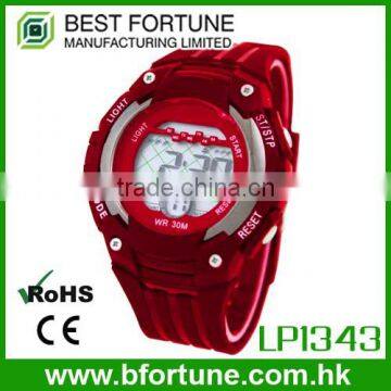 LP1343_RD Rubber Strap Red color Chrono Alarm Date/Day Flashlight Tech Multifunction analog digital mens sport watches