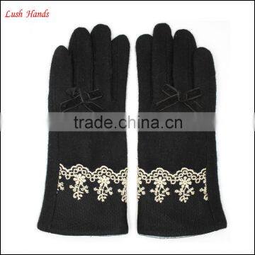 Ladies New Style Cheap Woolen Gloves With Lace on Cuff photo-5