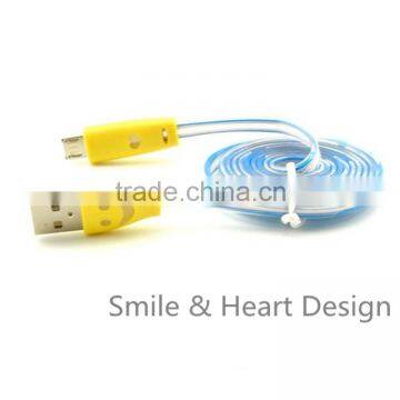 Android Universal Smile Flat Noodle Micro USB Dc Charging Cable photo-2