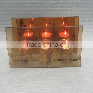 2016 wholesale glass tea light holder with christmas design