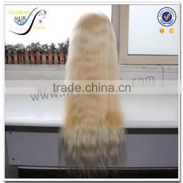 Wholesale Top Quality Natural Straight Blonde 100% Virgin Human Hair Glueless Wigs