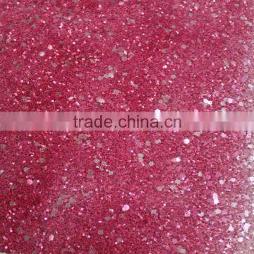 Glitter fabric for hair ring upholstery and decorative grade 3 chunky glitter leather for wall paper