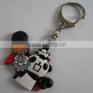 3d soft pvc custom plush panda keychain