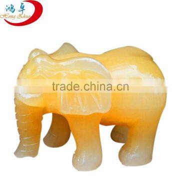 wholesale yellow jade semi-precious stone elephant carving