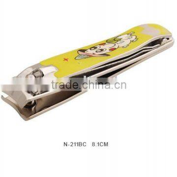 Embedded File Yellow Mini Cartoon Nail Cutter Print Metal Nail Clipper Tool with File