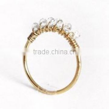 Dainty Wire Wraped Crystal Ring Tiny Delicate Stacking Ring