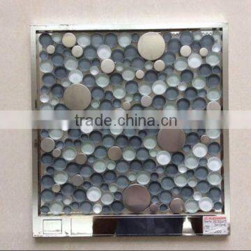 Foshan Fashionable glass mix metail round shape mosaic tile