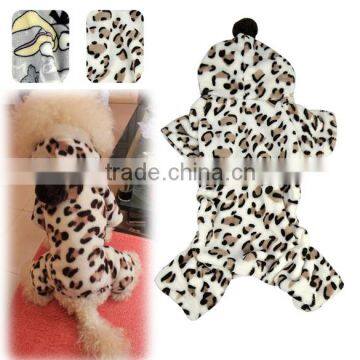 New Fine Soft Warm Dog Pet Clothes Pants Leopard Jumpsuit For Winter 7952