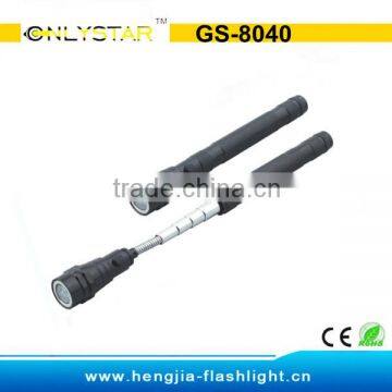 GS-8040 aluminum 3 led extending work power light led torch with magnet