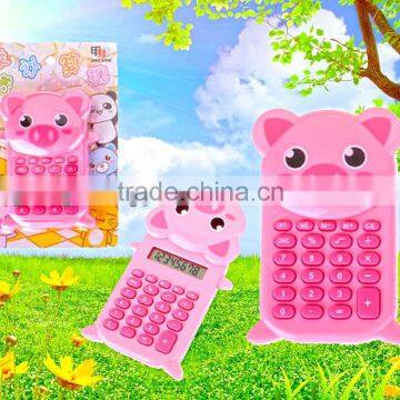 Funny pink pig calculator,Rotating cover calculator