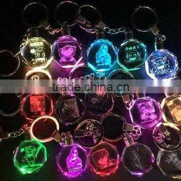 Promotional Gifts Custom Logo Led Crystal Light Key Chain