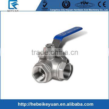 T-Type 3 Way Ball Valve 1000 WOG with Mounting Pad