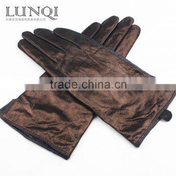 Luxury dark gold and black touch screen sheepskin leather gloves