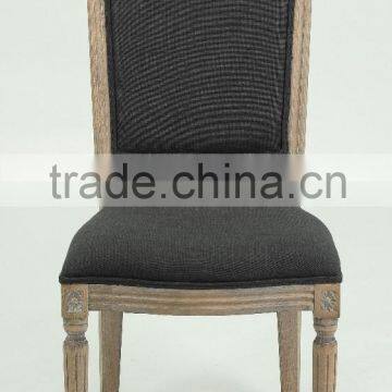 Classic French Style Solid OAK Carved Black Linen Dining Chair/restaurant Chair(CH-809-OAK) photo-2