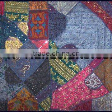 Antique Vintage Cotton Embroidery Patchwork BEAUTIFUL TAPESTRY