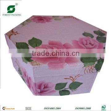 Hexagonal with Nice Flower Gift Box Packing Box