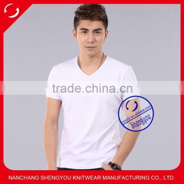 Custom 2015 cheap mens blank v-neck t shirt wholesale china