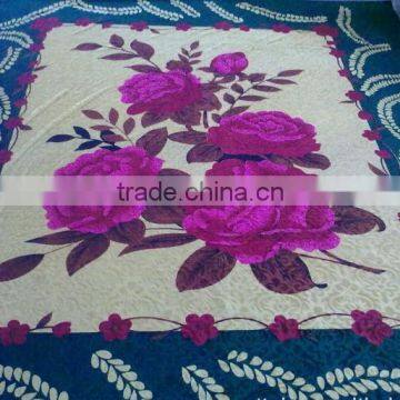 100% polyester emboss velvet blanket with 3 side lace