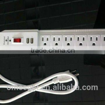 Portable USB Charger Surge Protection 6 Outlet Extension Socket photo-2