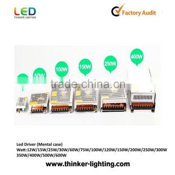 Mental case15W led light power supply 12v power supply for led strip light