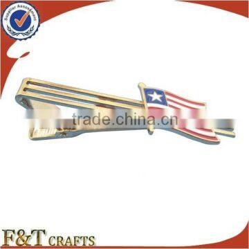 cheap custom flag gold color stamp metal copper tie bar for wholesale