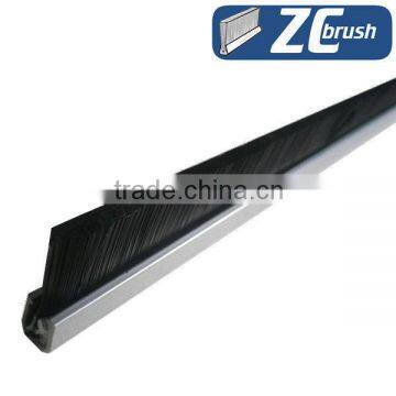 Metal channel window brush strip