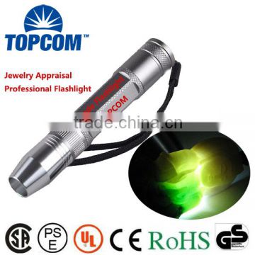 White/Yellow /UV Light Prefessional Rechargeable Flashlight For Jade Stone , Jewelry Emerald Identification