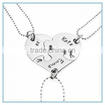 High quality fashion heart pendant necklace for three names                        
                                                                                Supplier's Choice