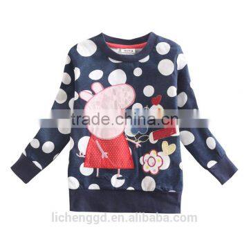 (F4290) 2016 new winter girls t shirts children polka dot clothes hot selling nova kids wear baby t shirts girls