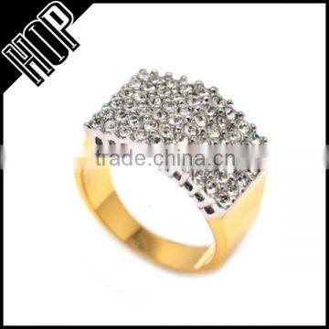 Men's Gold Bling Diamond Crystal Iced Out Ring