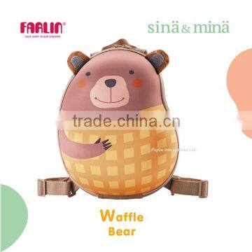 Farlin Sina & Mina 3D Design Cartoon Animal Hard Shell Backpack Waffle Bear Children Backpacks
