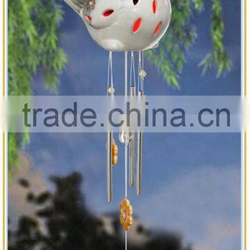 ceramic bird electric wind chime with solar powered led lights wholesale